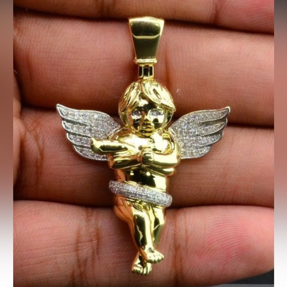 10k gold mini angel pendant.